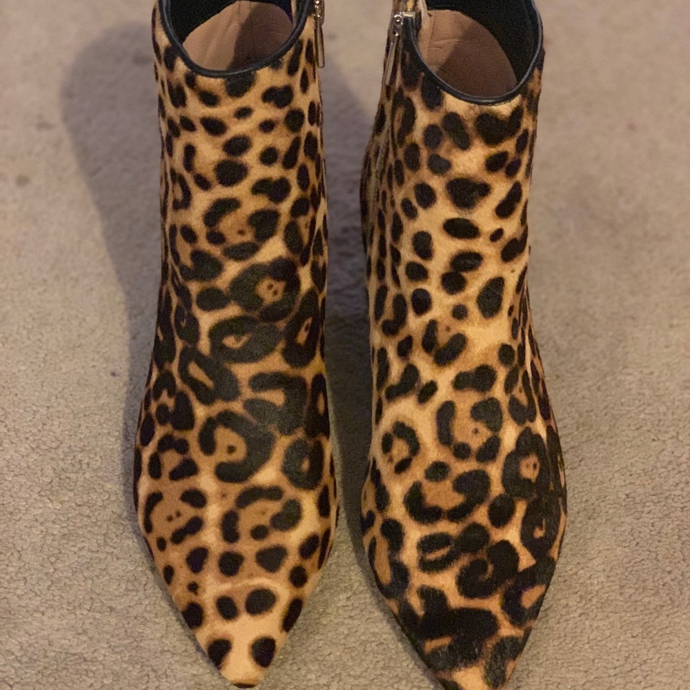 Taryn Rose leopard kitten heel booties